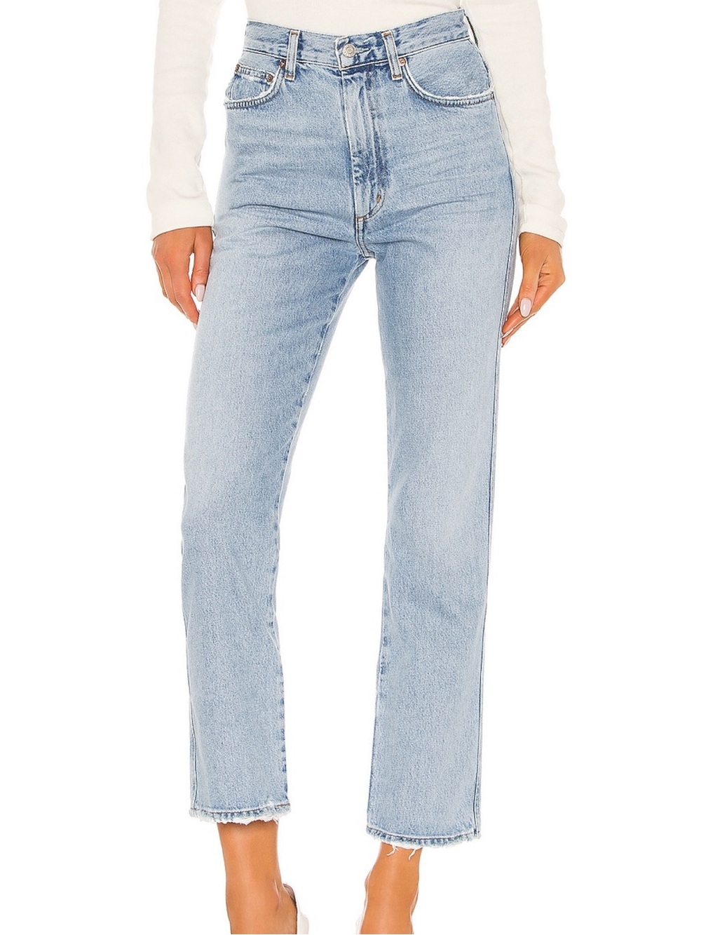 Agolde Light Blue High-Rise Cropped Straight Jeans